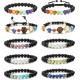 10 Pieces Lava Rock Chakra Bracelets Stress Relief Yoga Beads Aromatherapy Essential Oil Diffuser Elastic Bracelets For Women Men